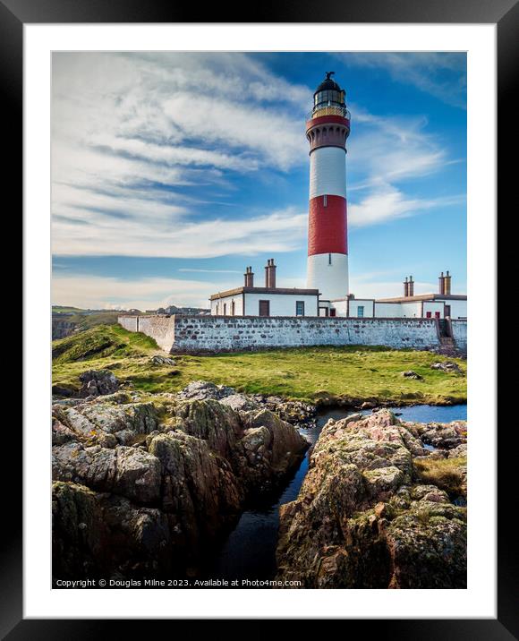 Buchan Ness Lighthouse in the Sunshine Framed Mounted Print by Douglas Milne
