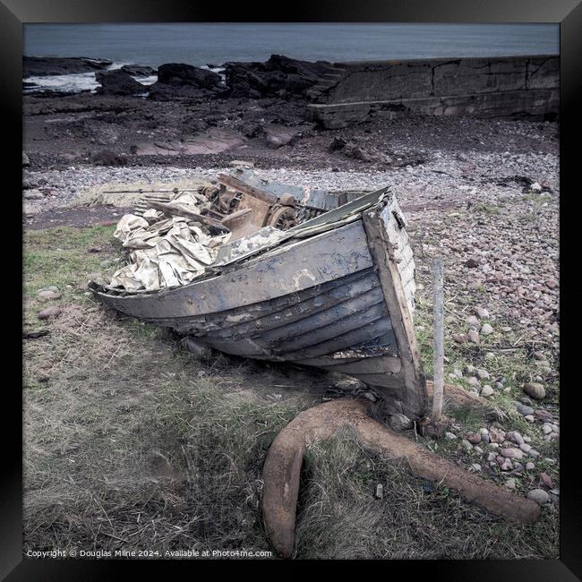 Wrecked boat, Auchmithie Framed Print by Douglas Milne