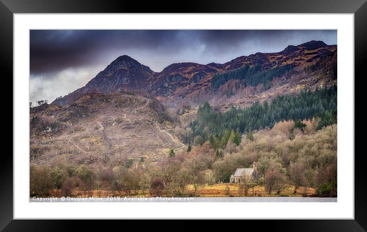 Trossachs Church and Ben A'an Framed Mounted Print by Douglas Milne