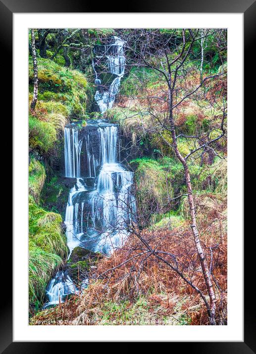 Waterfall above Loch Venachar Framed Mounted Print by Douglas Milne