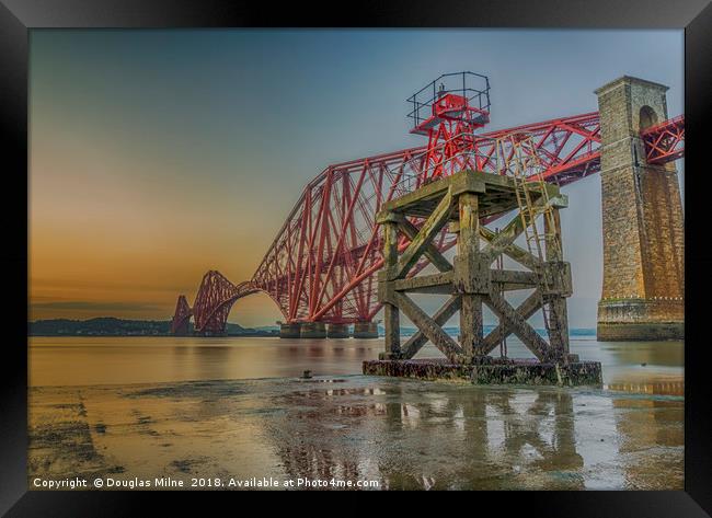 Hawes Pier and the Forth Bridge Framed Print by Douglas Milne