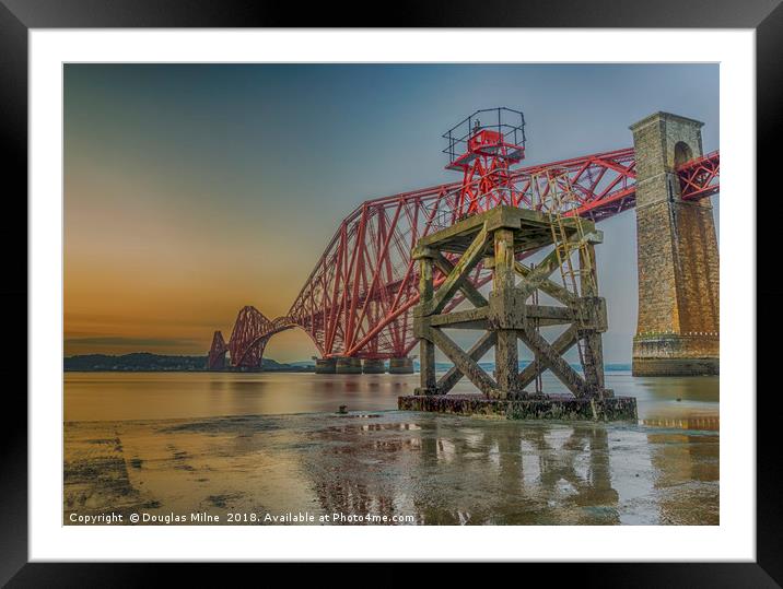 Hawes Pier and the Forth Bridge Framed Mounted Print by Douglas Milne