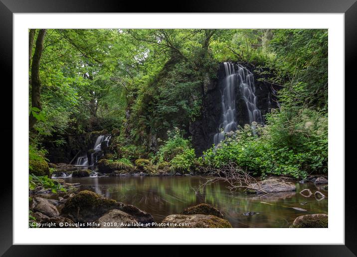 Linn Jaw Waterfall Framed Mounted Print by Douglas Milne