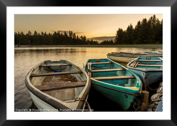 Boats at Beecraigs Framed Mounted Print by Douglas Milne