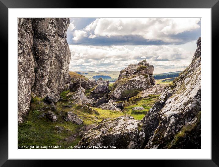 Rock Pinnacles, The Whangie Framed Mounted Print by Douglas Milne