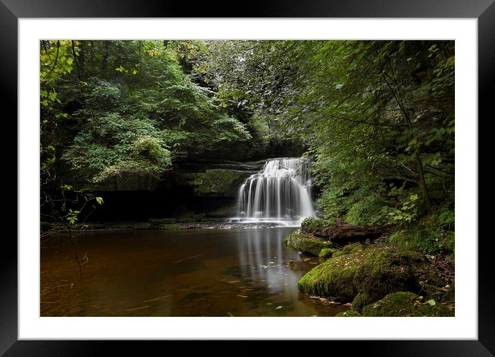 West Burton Falls also known as Cauldron Force Framed Mounted Print by William A Dobson