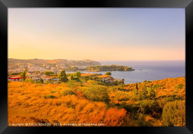 Sunset on the Island of Crete Framed Print by PAUL WILSON