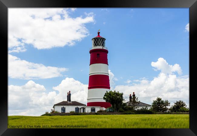 Happisburgh lighthouse   Framed Print by Clive Wells
