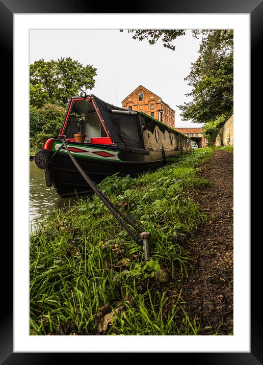 Moored narrowboat Framed Mounted Print by Clive Wells