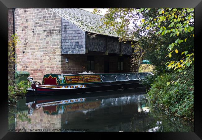 Narrow boat at Cromford Framed Print by Clive Wells