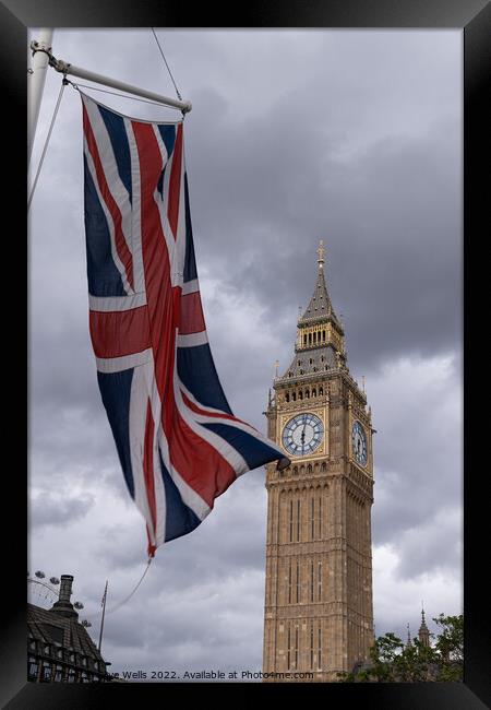Union Jack over Big Ben Framed Print by Clive Wells