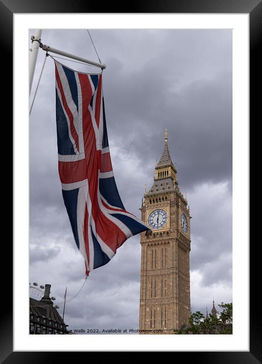 Union Jack over Big Ben Framed Mounted Print by Clive Wells