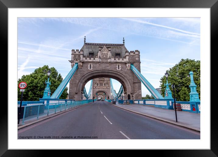 Looking through Tower Bridge Framed Mounted Print by Clive Wells