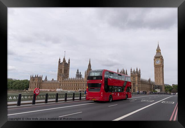 Overcast sky over Parliment Framed Print by Clive Wells