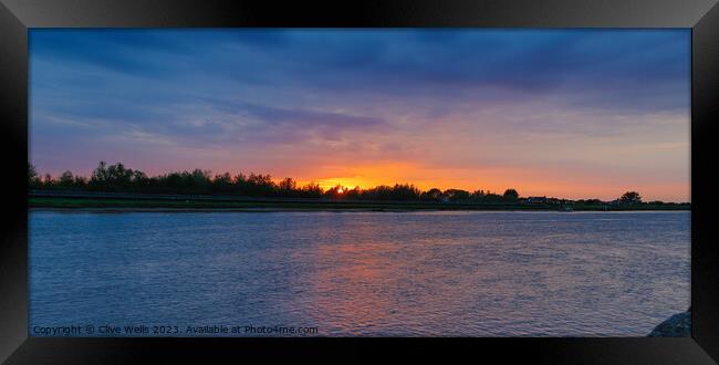 Sunset over the River Great Ouse  Framed Print by Clive Wells
