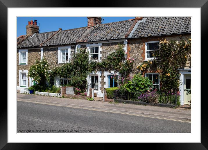 Lovely row of old cottages Framed Mounted Print by Clive Wells