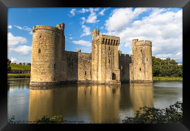Bodiam Castle with reflections, Framed Print by Clive Wells