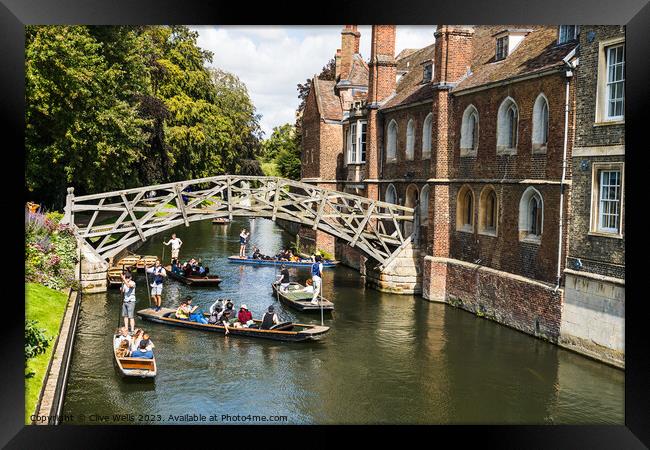 The famous Mathematical Bridge at Queens College Framed Print by Clive Wells