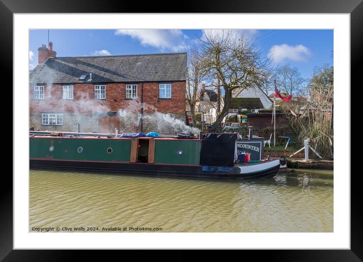 Smoke from a narrow boat Framed Mounted Print by Clive Wells