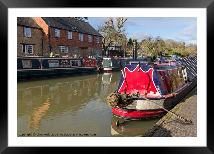 Narrow boats at rest Framed Mounted Print by Clive Wells