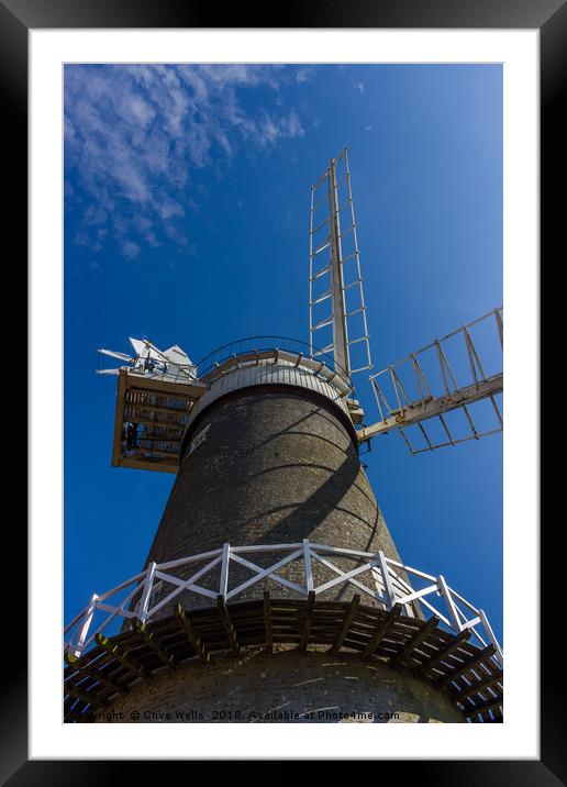 Bircham Windmill under blue Norfolk skies Framed Mounted Print by Clive Wells