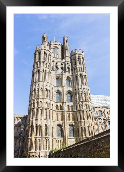The West Tower of Ely Cathredal Framed Mounted Print by Clive Wells