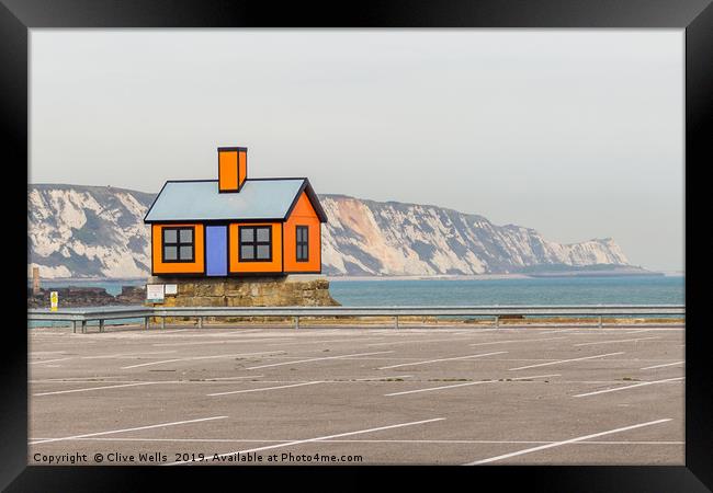 House on the car park at Folkestone Harbour in Ken Framed Print by Clive Wells