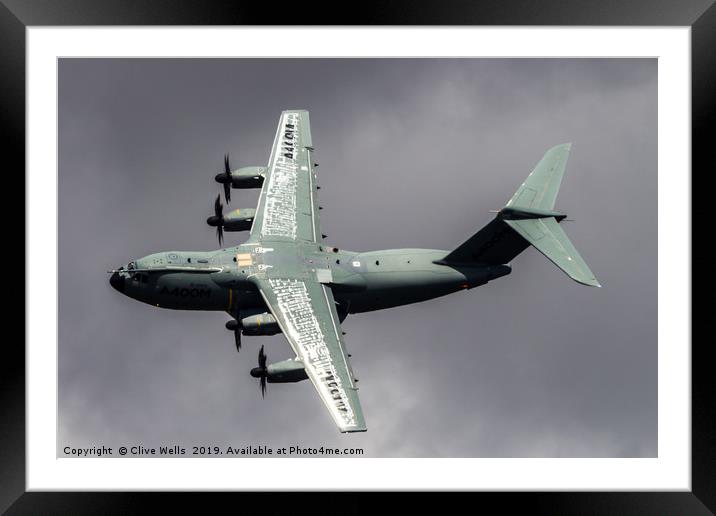 Clean, sleek lines on A400M at RAF Fairford Framed Mounted Print by Clive Wells