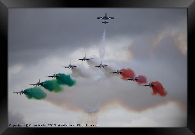 Frecce Tricolori in formation at RAF Fairford Framed Print by Clive Wells