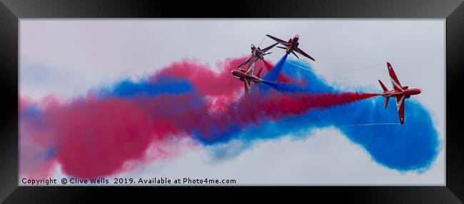 The Red Arrows at RAF Fairford, Gloustershire Framed Print by Clive Wells