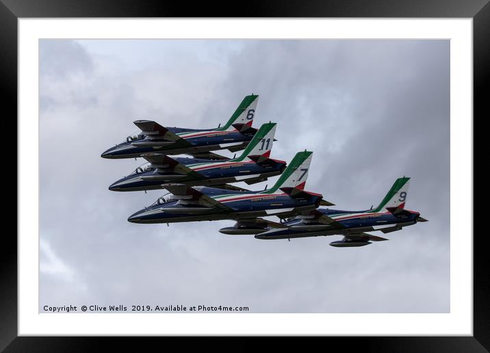 Frecce Tricolori seen at RAF Fairford Framed Mounted Print by Clive Wells