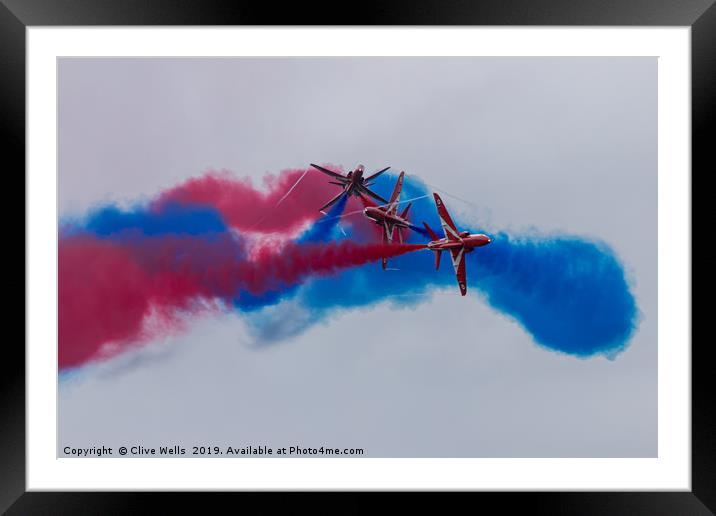 The Red Arrows seen at RAF Fairford Framed Mounted Print by Clive Wells