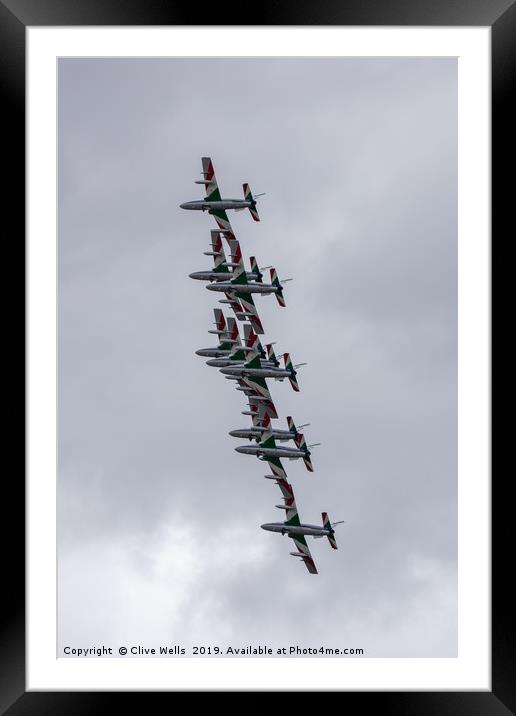 Frecce Tricolori in formation at RAF Fairford Framed Mounted Print by Clive Wells
