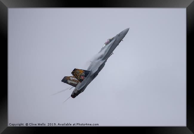 F/A-18C Hornet pulling hard at RAF Fairford Framed Print by Clive Wells