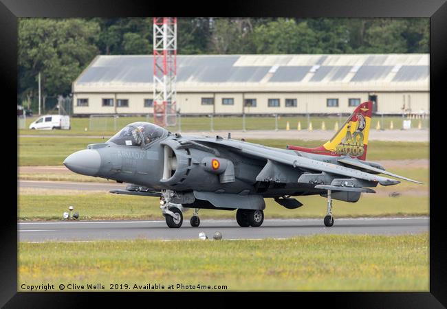 EAV-8B Harrier II ready to roll  at RAF Fairford Framed Print by Clive Wells