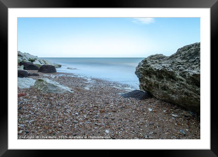 Long Exsposure of sea and rocks at Hunstanton, Nor Framed Mounted Print by Clive Wells