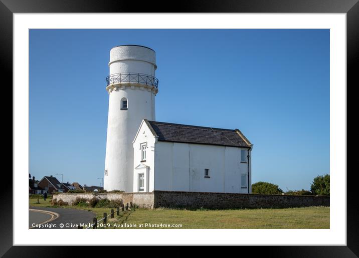 Side view of Hunstanton Lighthouse in Norfolk Framed Mounted Print by Clive Wells