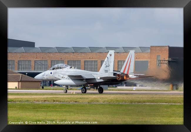 Isreali F-15I on take off at RAF Waddington Framed Print by Clive Wells