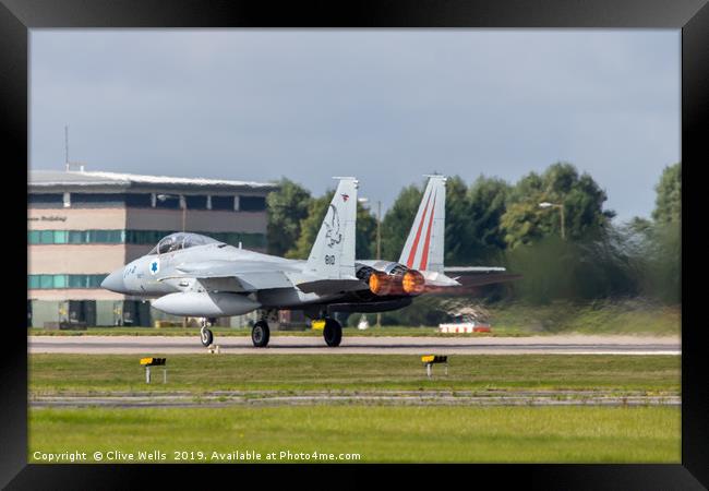 Isreali F-15I on take off at RAF Waddington Framed Print by Clive Wells