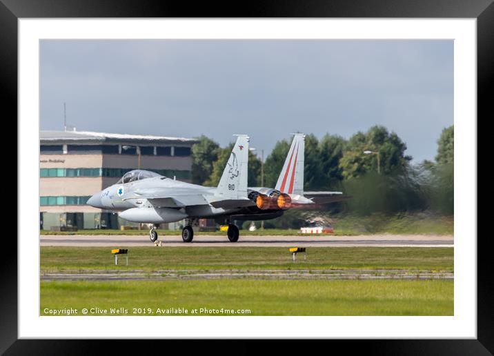 Isreali F-15I on take off at RAF Waddington Framed Mounted Print by Clive Wells