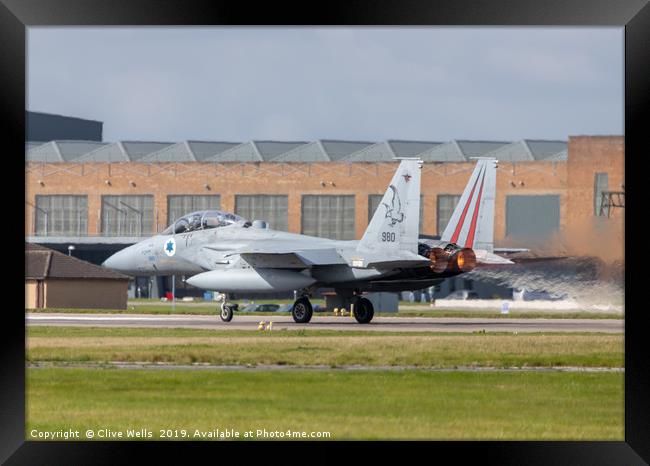 Isreali F-15I on take off at RAF Waddington Framed Print by Clive Wells