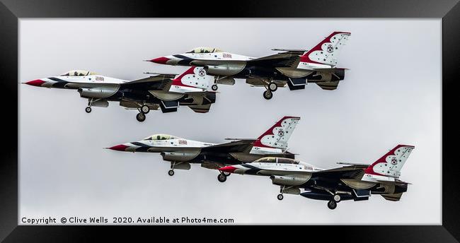 Thunderbirds seen at RAF Fairford, Gloustershire Framed Print by Clive Wells