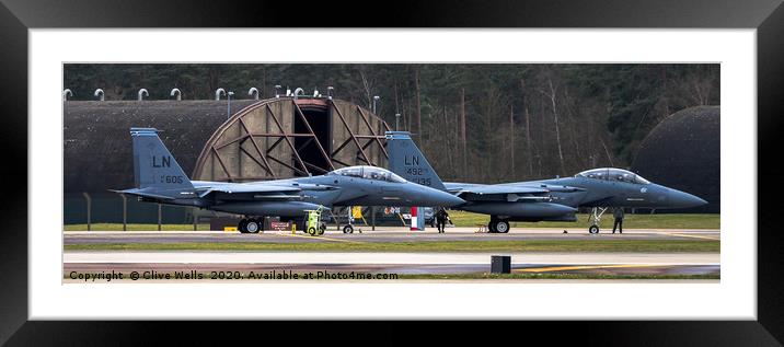 A pair of Eagles at RAF Lakenheath Framed Mounted Print by Clive Wells