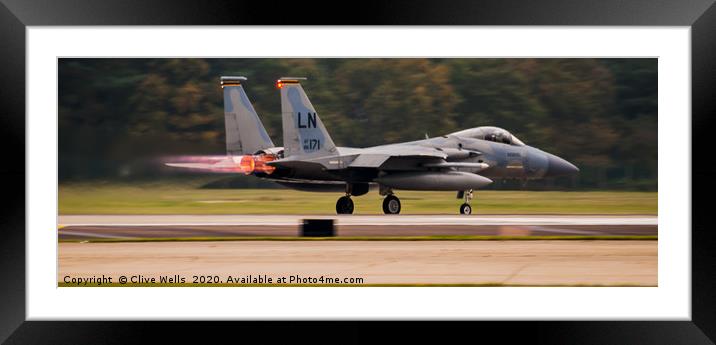 McDonnell Douglas F-15C Eagle under full power Framed Mounted Print by Clive Wells