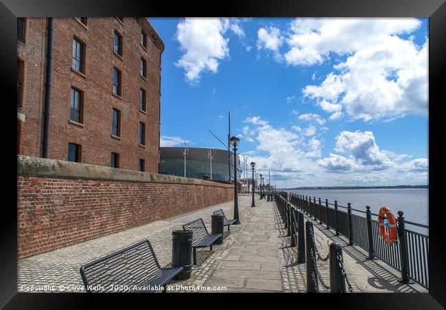 Waterfront view by the River Mersey in Liverpool. Framed Print by Clive Wells