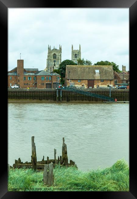 View of Kings Lynn from over the River Great Ouse. Framed Print by Clive Wells