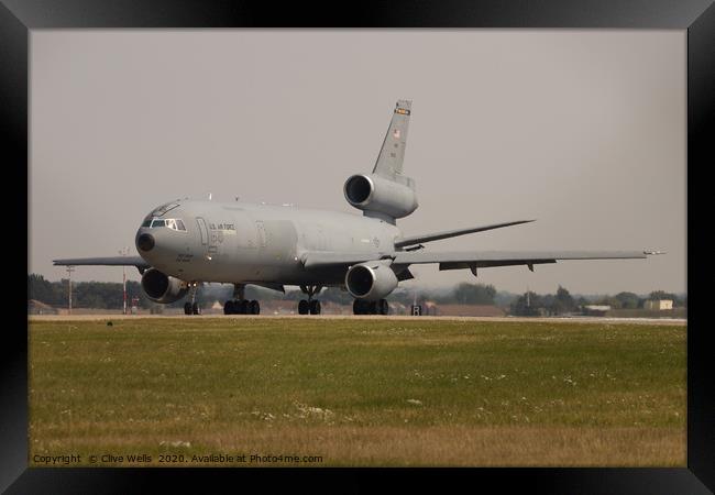 KC-10 Extender on runway at RAF Mildenhall Framed Print by Clive Wells