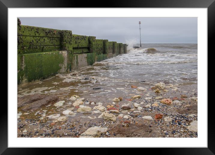 Waves breaking at Hunstanton in Norfolk Framed Mounted Print by Clive Wells