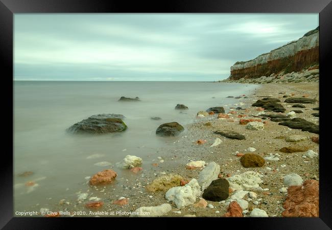 The striped cliffs at Old Hunstanton seen using lo Framed Print by Clive Wells