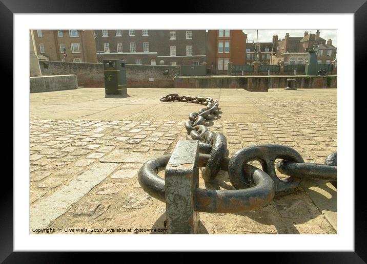 Chains on the old docks at Kings Lynn in Norfolk Framed Mounted Print by Clive Wells